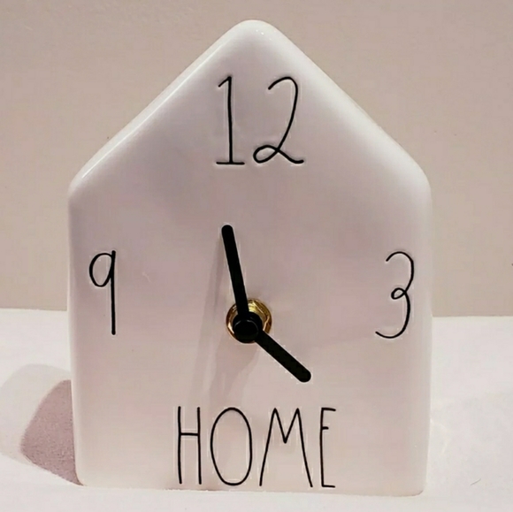 Rae Dunn Ceramic Birdhouse Style White Clock HOME - Picture 1 of 2